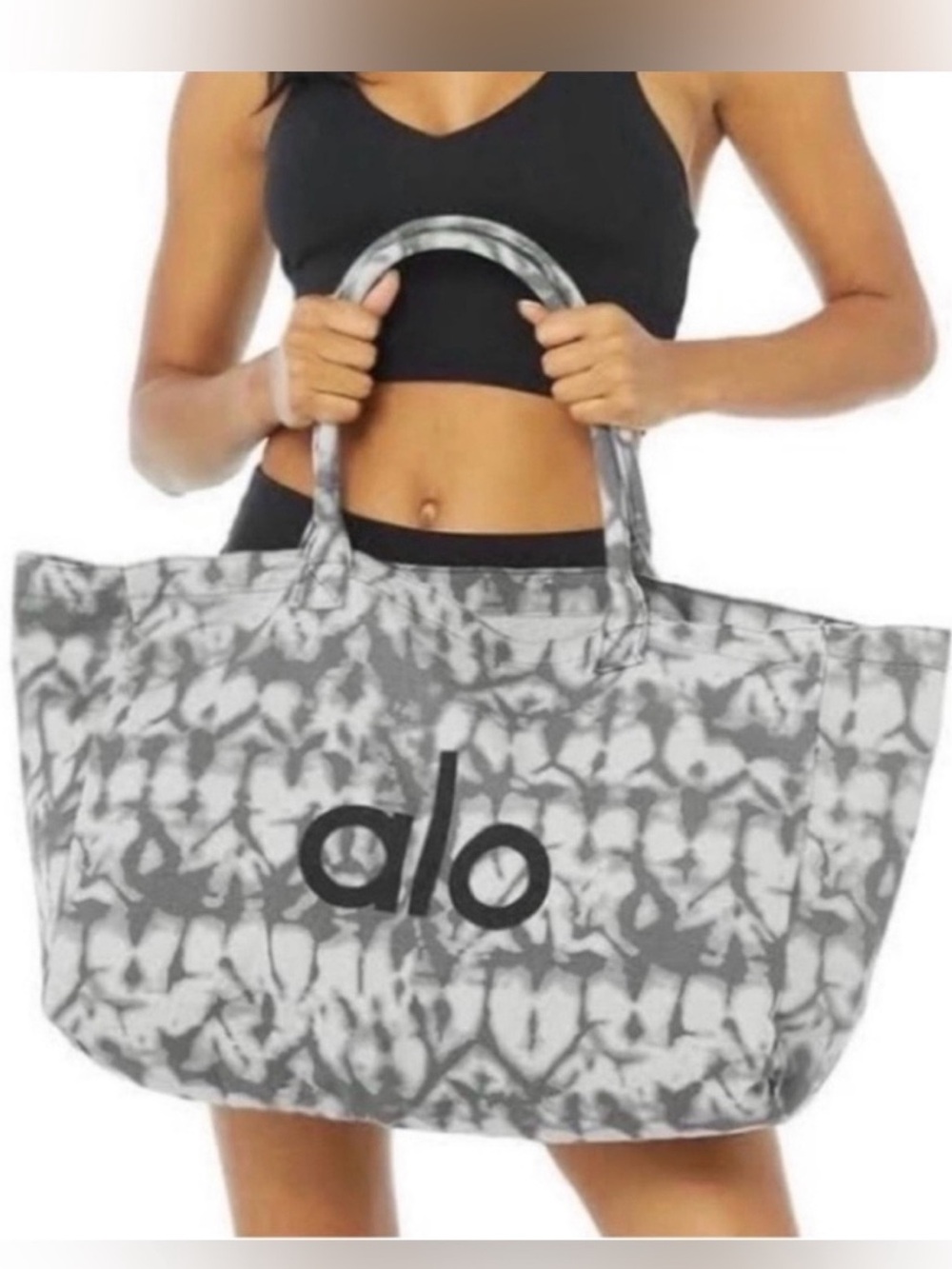 ALO Yoga Gray Tie-Dye Tote Bag